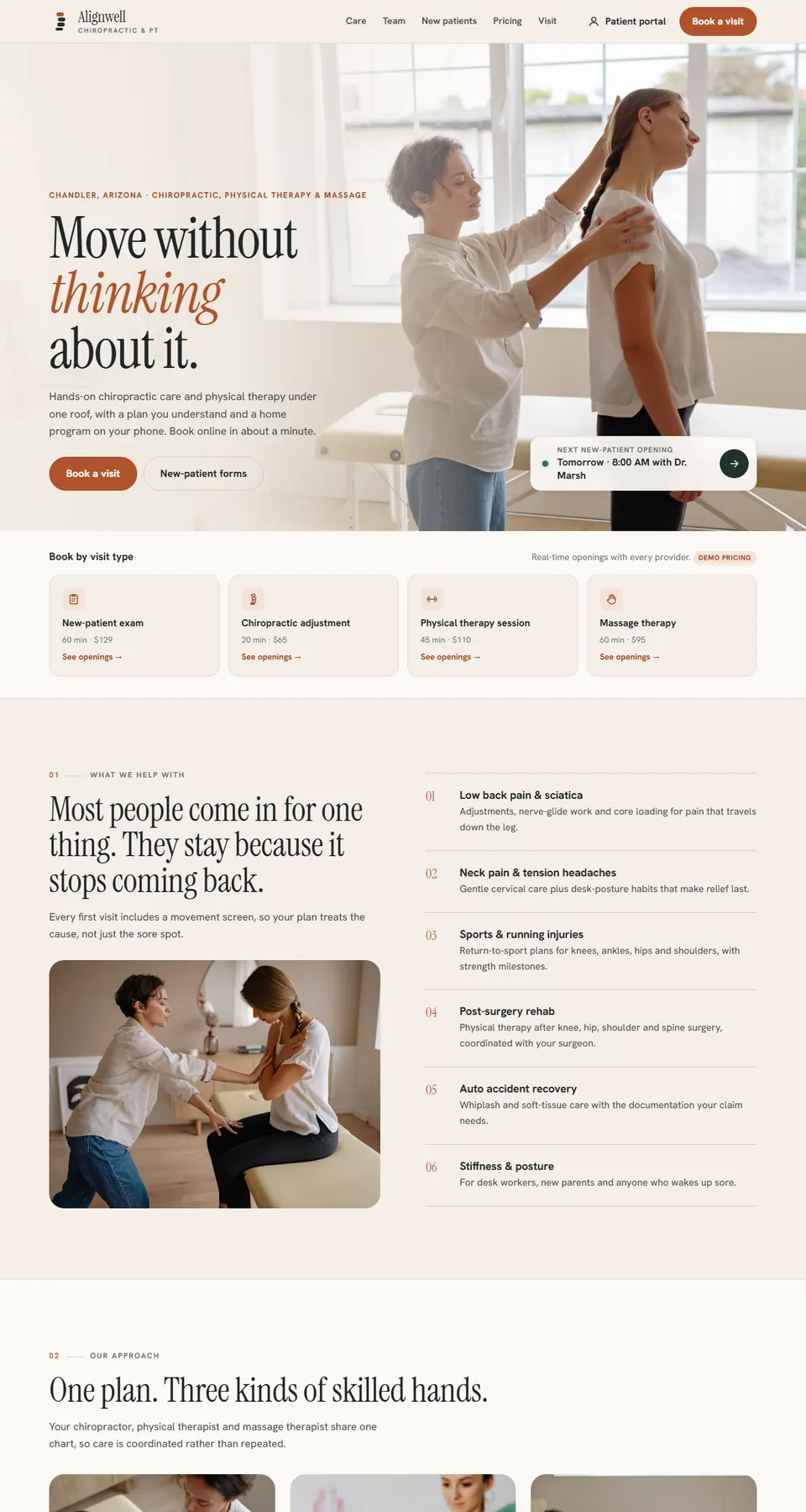 Alignwell Chiropractic & PT sample site home page