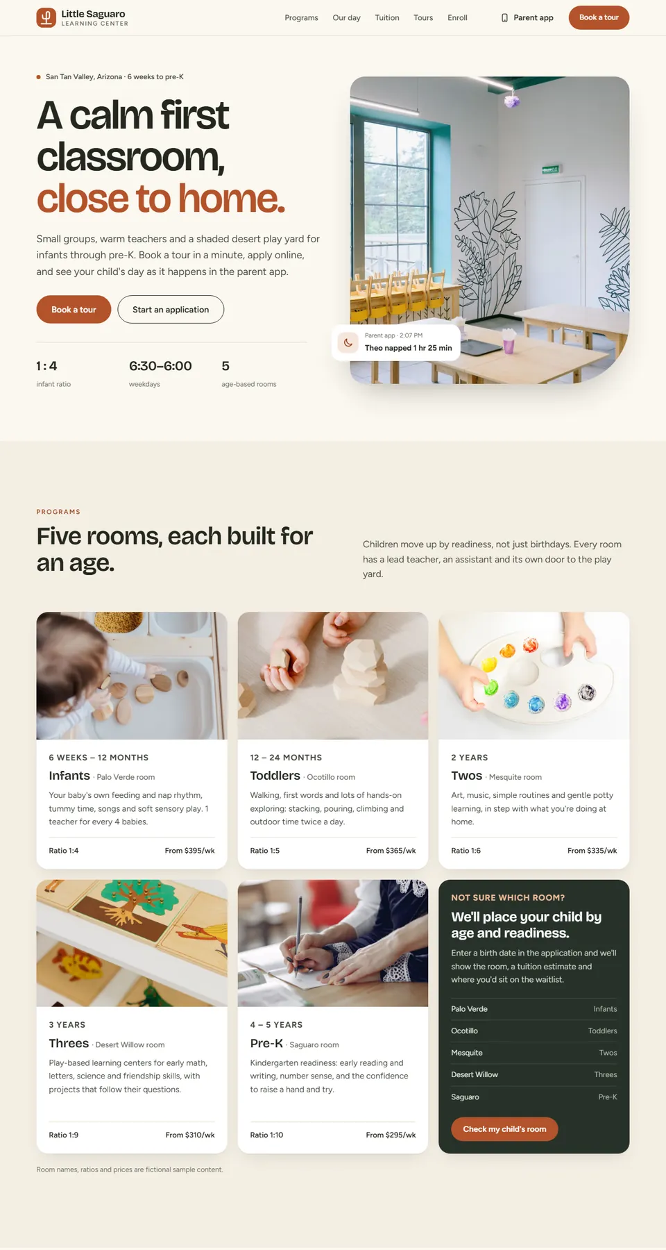 Little Saguaro Learning Center demo home page