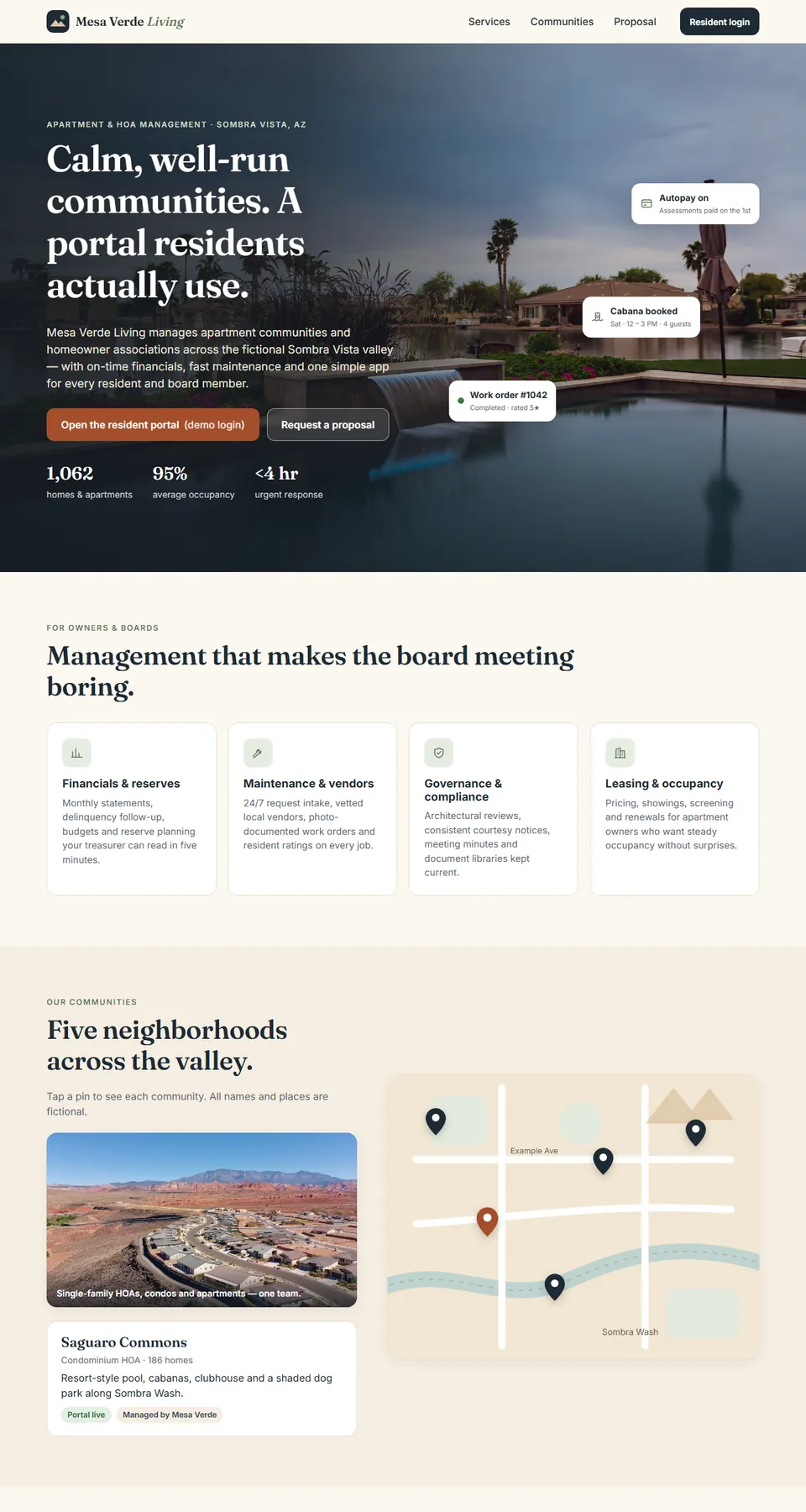 Mesa Verde Living sample site home page