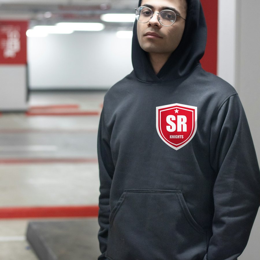 Independent Sideline Pullover in charcoal with the Summit Ridge Knights design