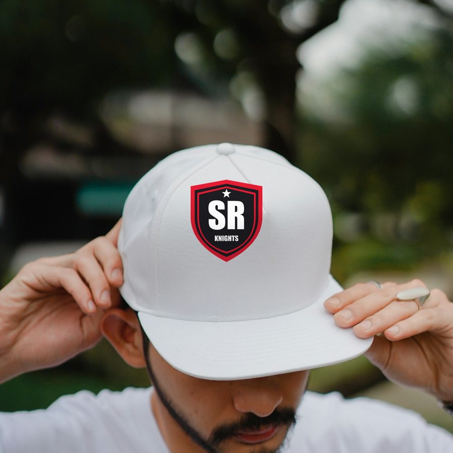 Richardson Knights Snapback in white with the Summit Ridge Knights design
